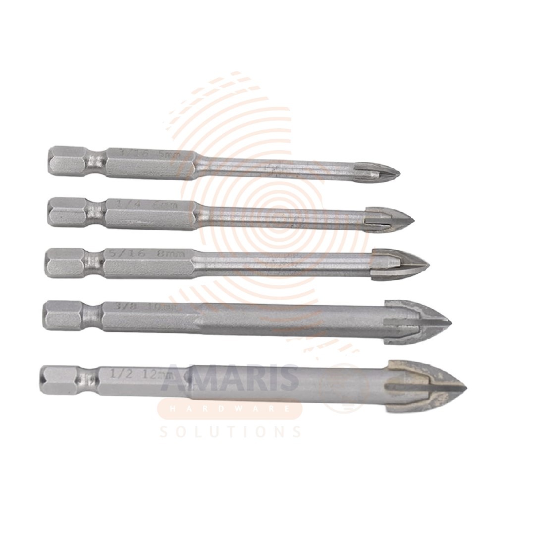 5 pcs Glass Drill Set Hexagonal Handle amaris hardware