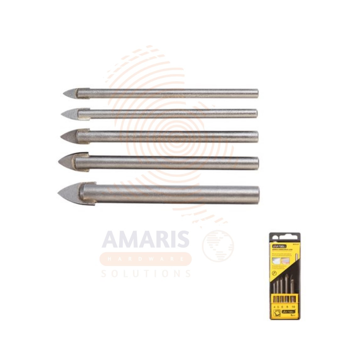 5 pcs Glass Drill Set Straight Handle amaris hardware