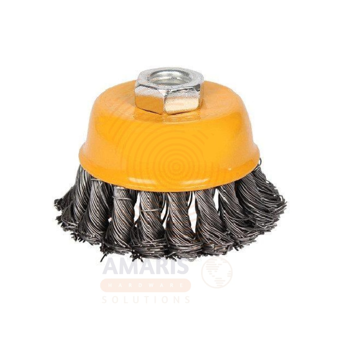 Cup Twist Wire Brush with Nut - Metric 4'' amaris hardware