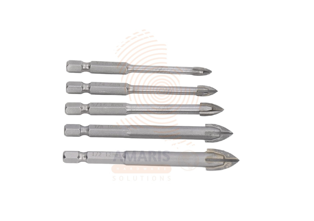 5 pcs Glass Drill Set Hexagonal Handle Amaris Hardware