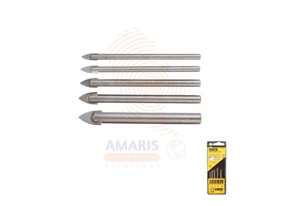 5 pcs Glass Drill Set Straight Handle Amaris Hardware